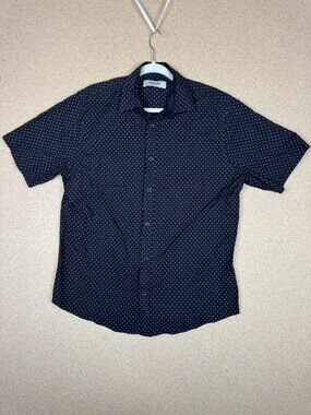 Kenneth Cole Reaction Men's Size Large Short Sleeve Button Down Shirt 100%Cotton